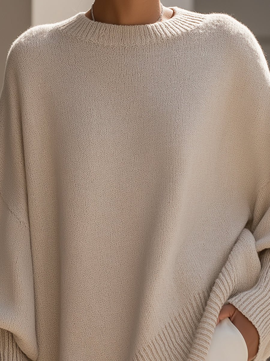 Cotton and Acrylic Knit Sweater with Fine Knit Structure and Breathable Fabric