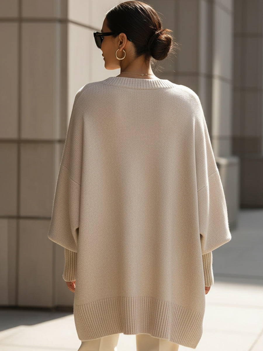 Cotton and Acrylic Knit Sweater with Fine Knit Structure and Breathable Fabric