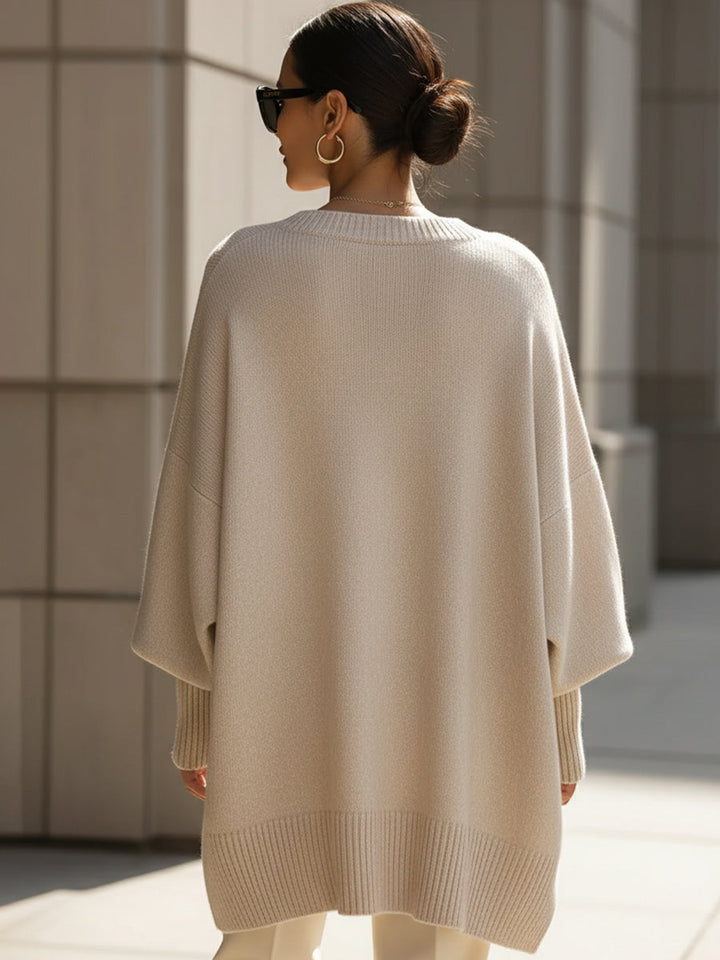 Cotton and Acrylic Knit Sweater with Fine Knit Structure and Breathable Fabric