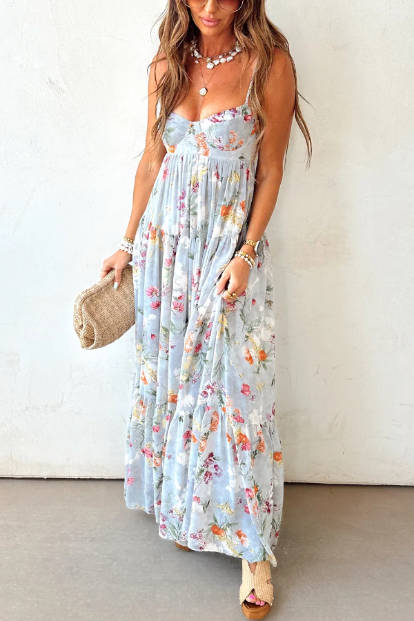 Sleeveless Retro Maxi Dress with V-Neckline for Special Occasions