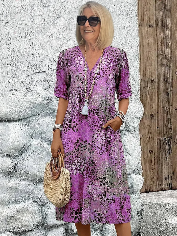 Women's Mid-Length Dress with Flowing Silhouette and Breathable Fabric