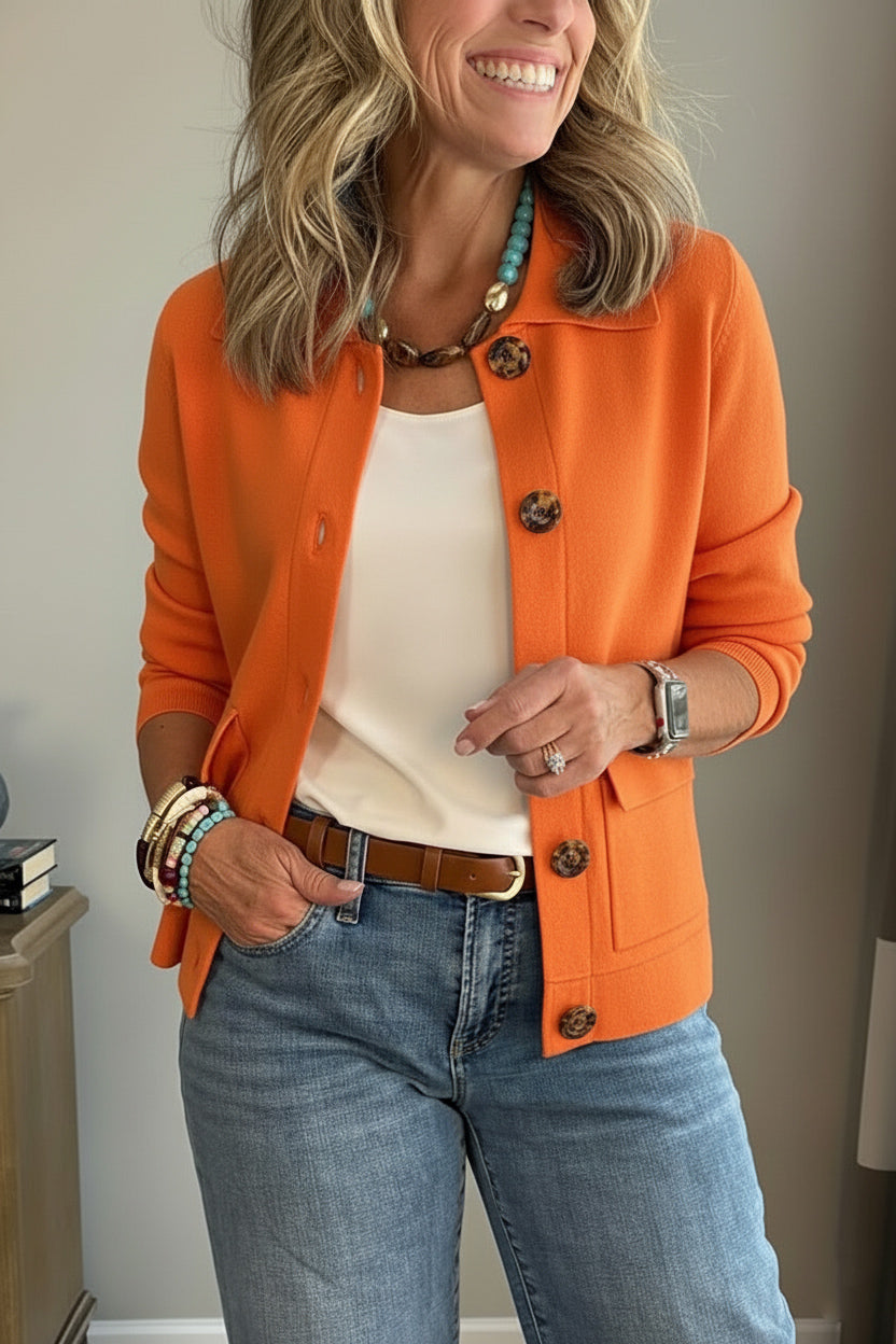 Long Sleeve Lapel Shirt with Relaxed Fit and Solid Color, Casual Everyday Wear