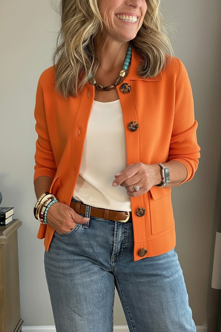 Long Sleeve Lapel Shirt with Relaxed Fit and Solid Color, Casual Everyday Wear