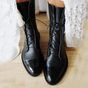 Lace-Up Heeled Boots with Arch Support and Cushioned Insole, Vintage Design