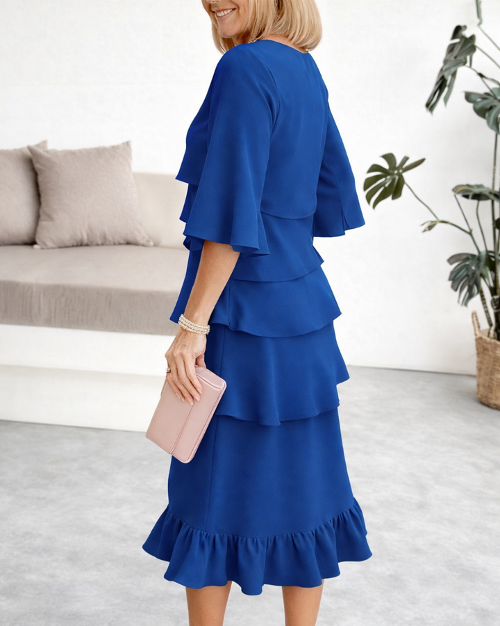 A-Line Tiered Ruffle Dress with Breathable Fabric