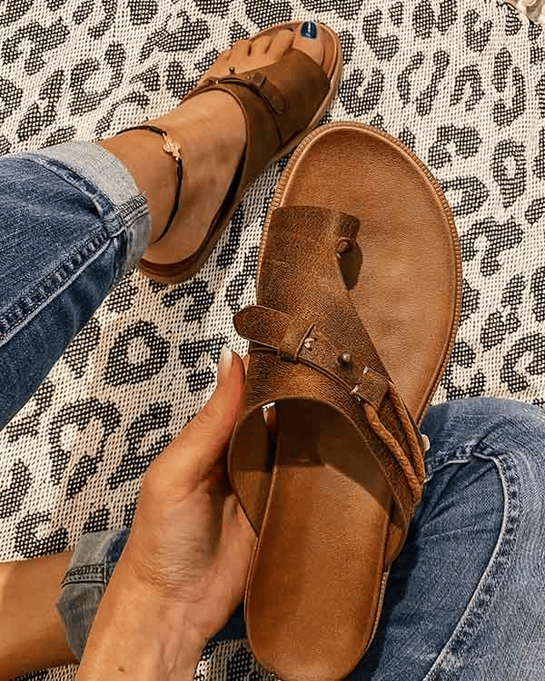 Open-Toe Sandals with Three-Arch Support and Cushioned Insoles, Vegan Synthetic