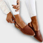 Pointed Toe Woven Flats with Slingback Strap and Open Heel