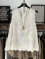Women's 3/4 Sleeve Shirt with Cotton Linen Blend and Round Neckline