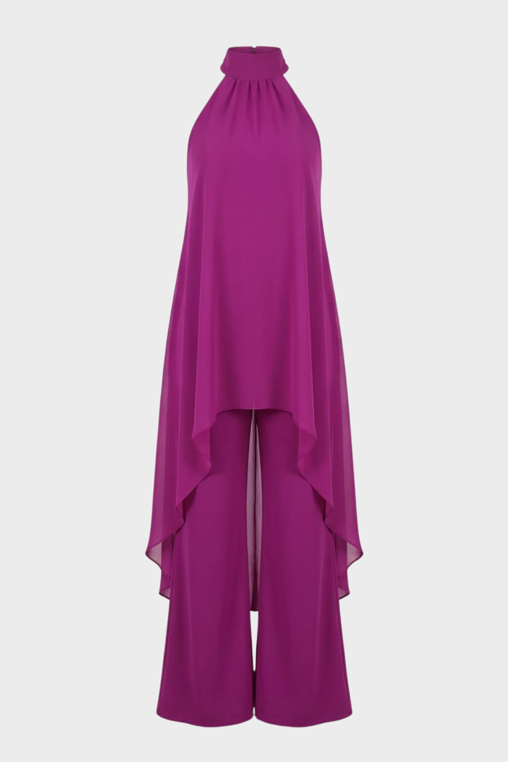 Women's Halter Top and Wide-Leg Trouser Set with Tie Closure