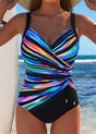 Wrap-Style One-Piece Swimsuit with Vibrant Print and Soft Cup Support
