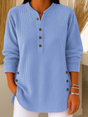 Crew-Neck Pullover Sweater with Button Accent Detail