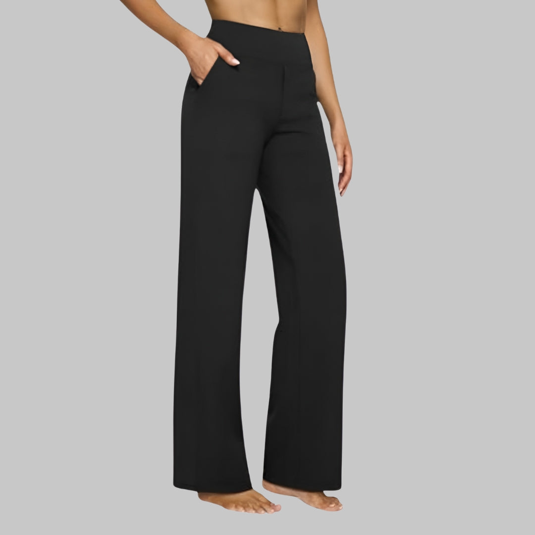 Stretch Pull-On Pants with Wide Waistband and Deep Pockets, Breathable Fabric