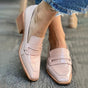 Slip-On Loafers with Wide Block Heel and Reflective Finish