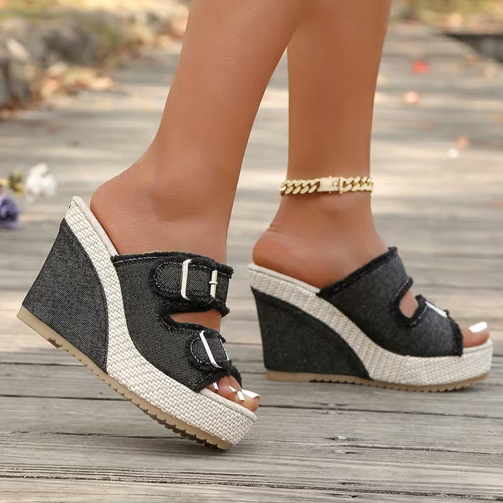 Wedge Sandals with Adjustable Straps and Cushioned Footbed