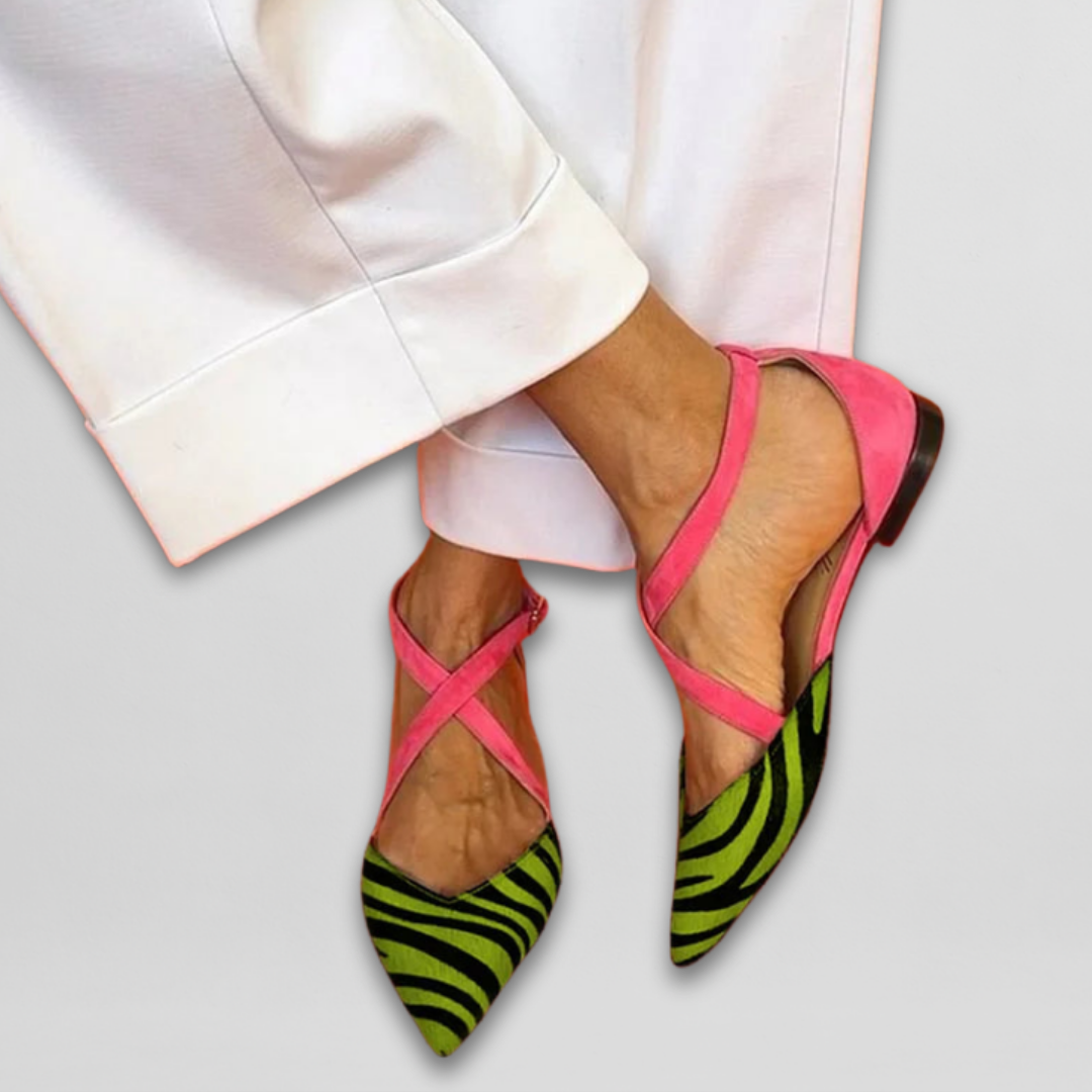 Ballet Flats with Strap Detailing and Contoured Fit