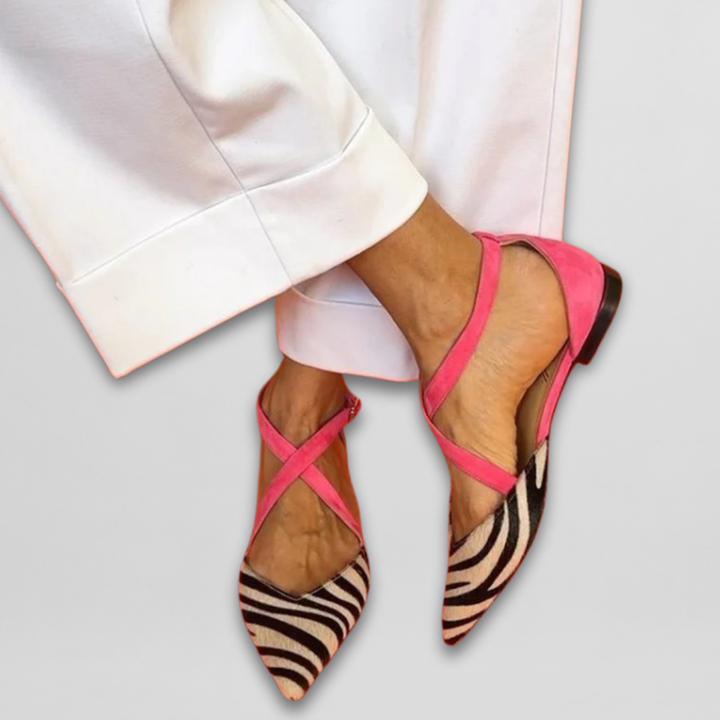 Ballet Flats with Strap Detailing and Contoured Fit