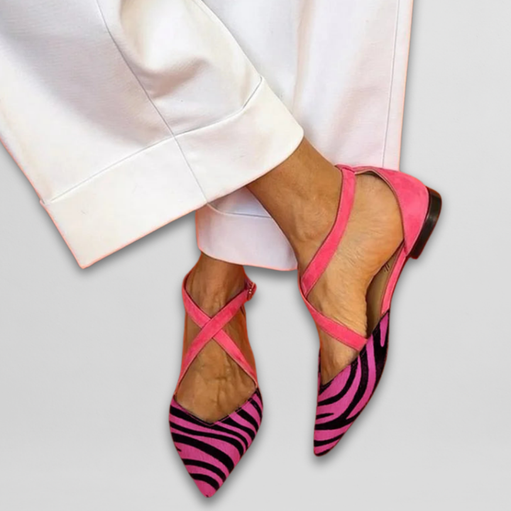 Ballet Flats with Strap Detailing and Contoured Fit