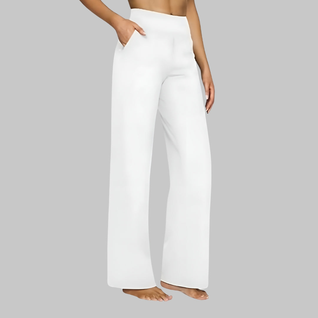 Stretch Pull-On Pants with Wide Waistband and Deep Pockets, Breathable Fabric
