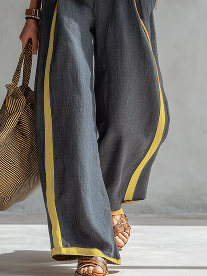 Two-Piece Relaxed Fit Set with Contrast Detailing and Breathable Fabric