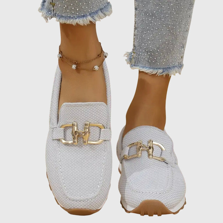 Textured Knit Loafer with Gold-Tone Horsebit and Orthopedic Sole Support