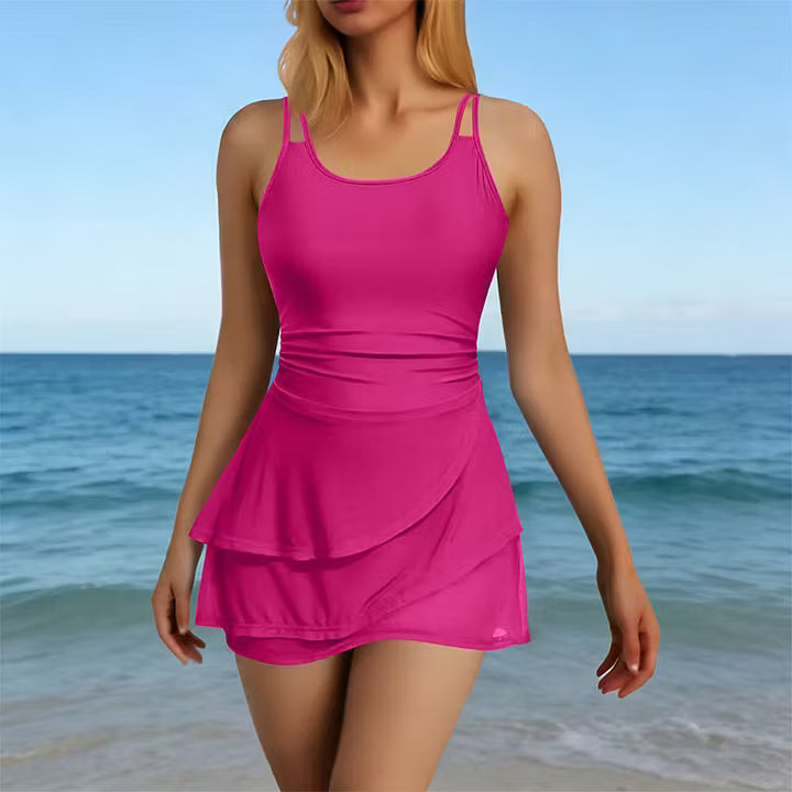 Two-Strap Swimsuit with Body Shaping and Quick-Dry Fabric