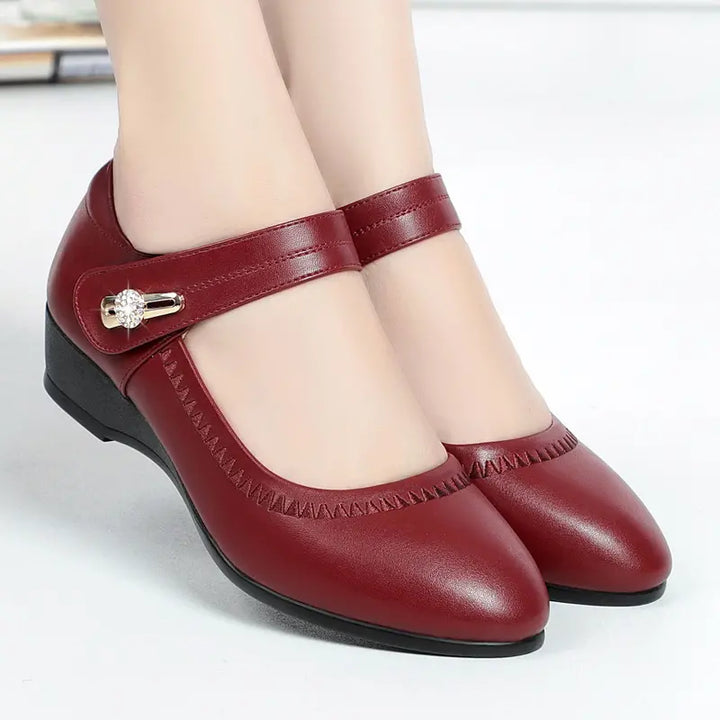 Mid-Heel Shoes with Adjustable Strap and Gel Effect Sole, Arch Support
