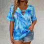 Multicolor Tie-Dye Top with Cross-Strap Chest Detail and Stretch Fabric