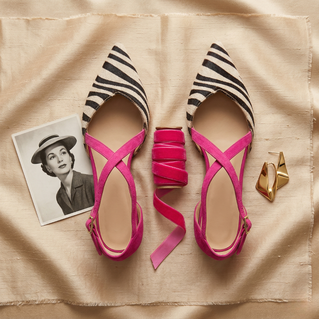 Ballet Flats with Strap Detailing and Contoured Fit
