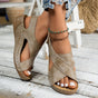 Women's Wedge Platform Sandals with Crisscross Straps and Cushioned Footbed
