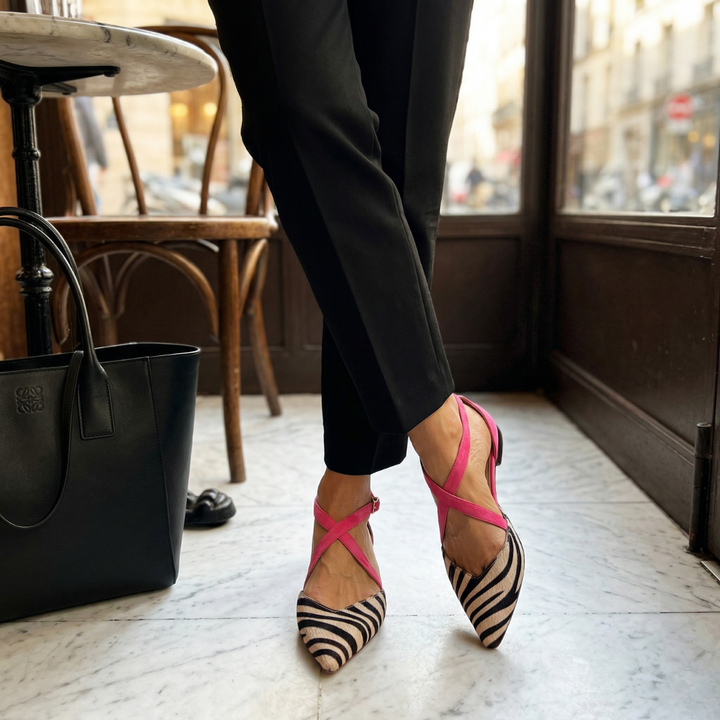 Ballet Flats with Strap Detailing and Contoured Fit