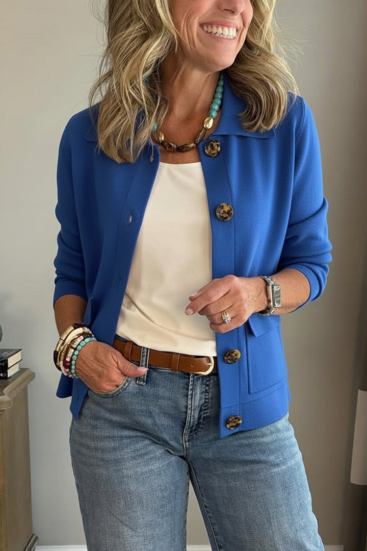 Long Sleeve Lapel Shirt with Relaxed Fit and Solid Color, Casual Everyday Wear