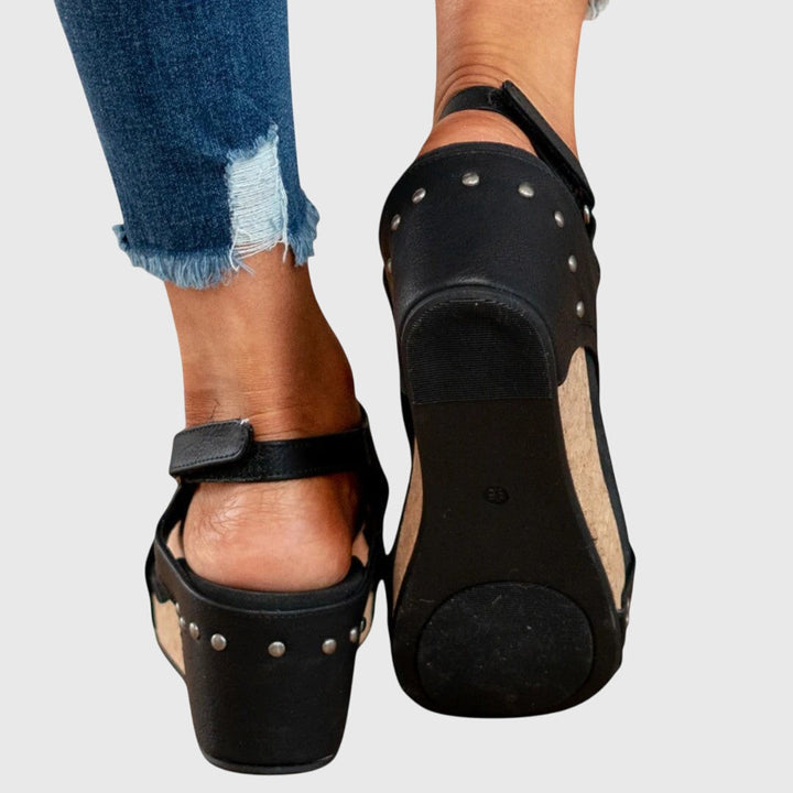 Wedge Sandals with Cushioned Insole and Adjustable Buckle