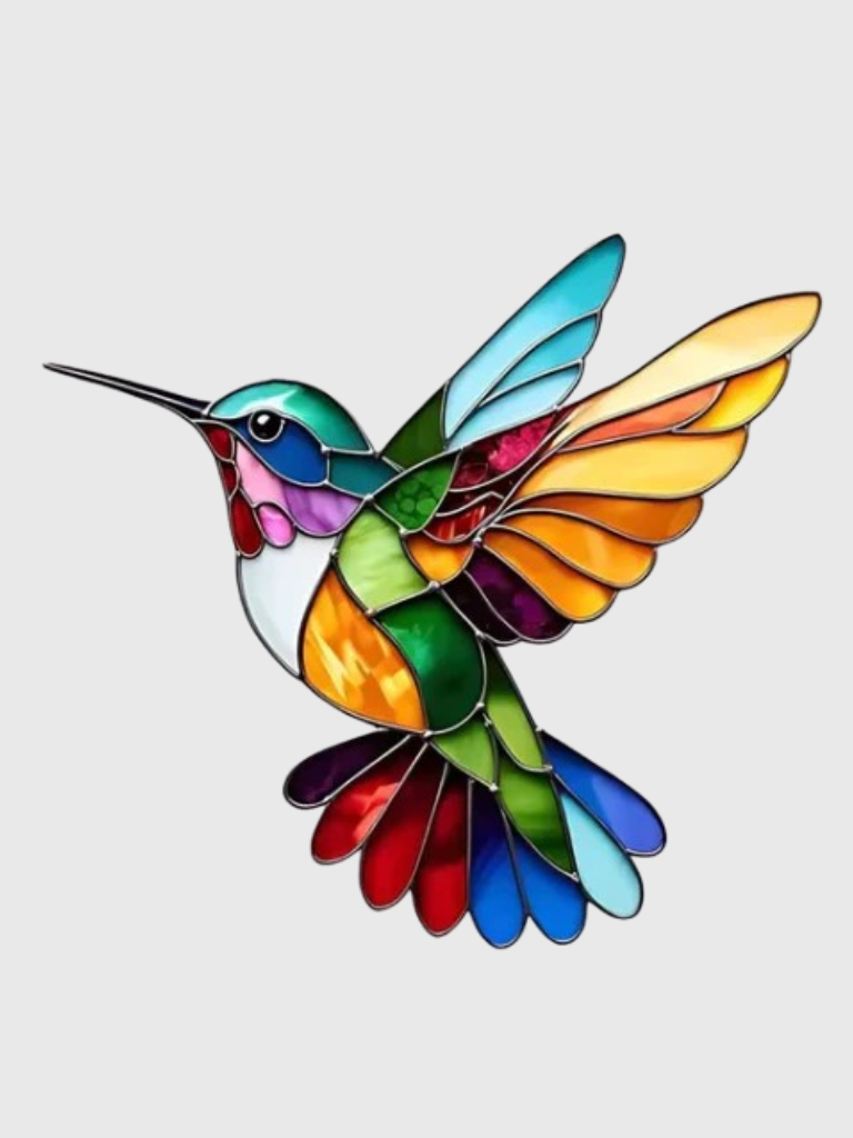 Hand-Painted Hummingbird Pendant Necklace with Acrylic Design and 19.69in Chain