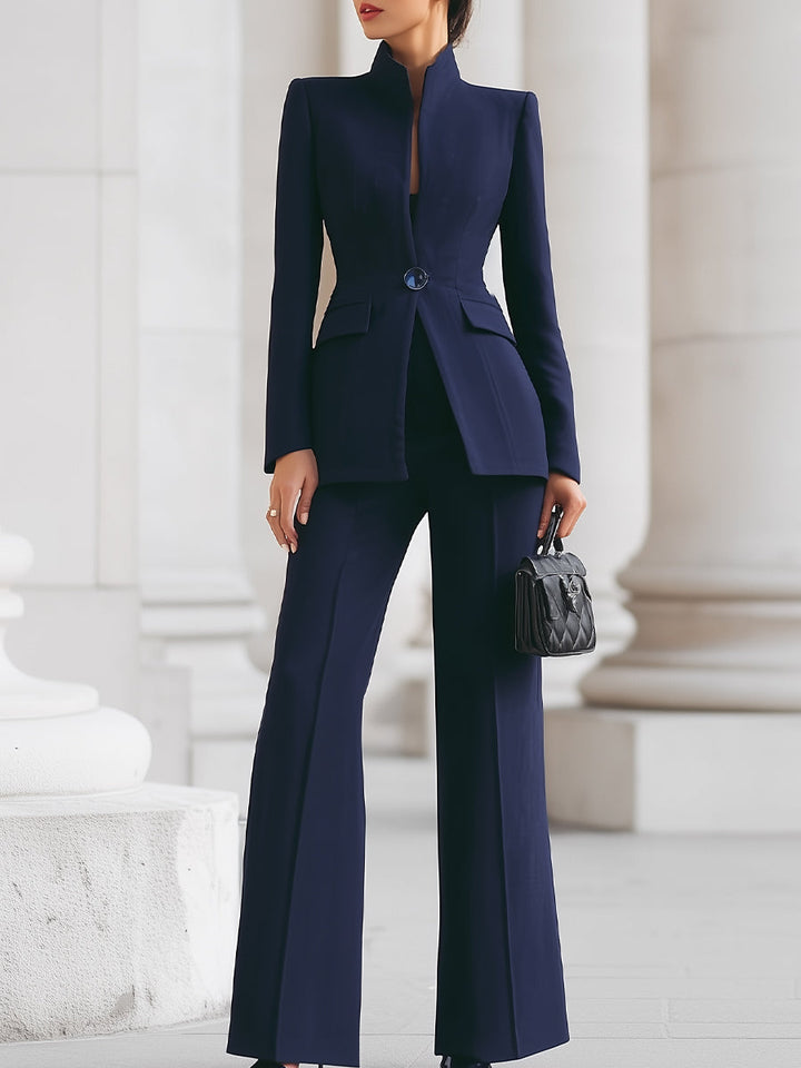 Tailored Blazer and Wide-Leg Trouser Set for Professional Wear