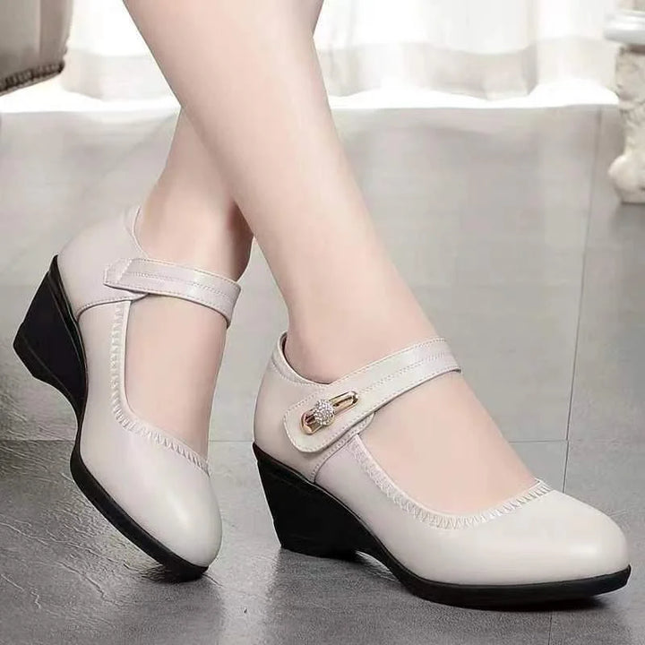 Mid-Heel Shoes with Adjustable Strap and Gel Effect Sole, Arch Support