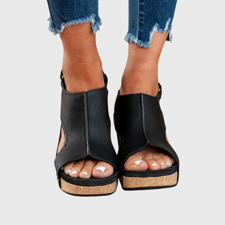 Wedge Sandals with Cushioned Insole and Adjustable Buckle