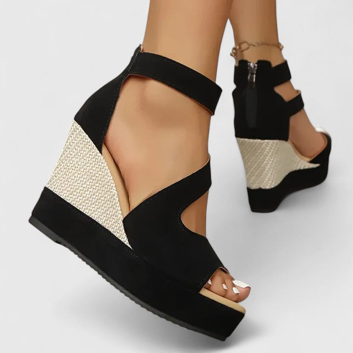 Wedge Sandals with Cushioned Footbed and Elastic Strap, Arch Support