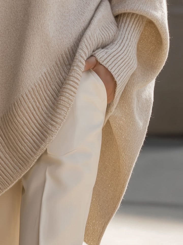 Cotton and Acrylic Knit Sweater with Fine Knit Structure and Breathable Fabric