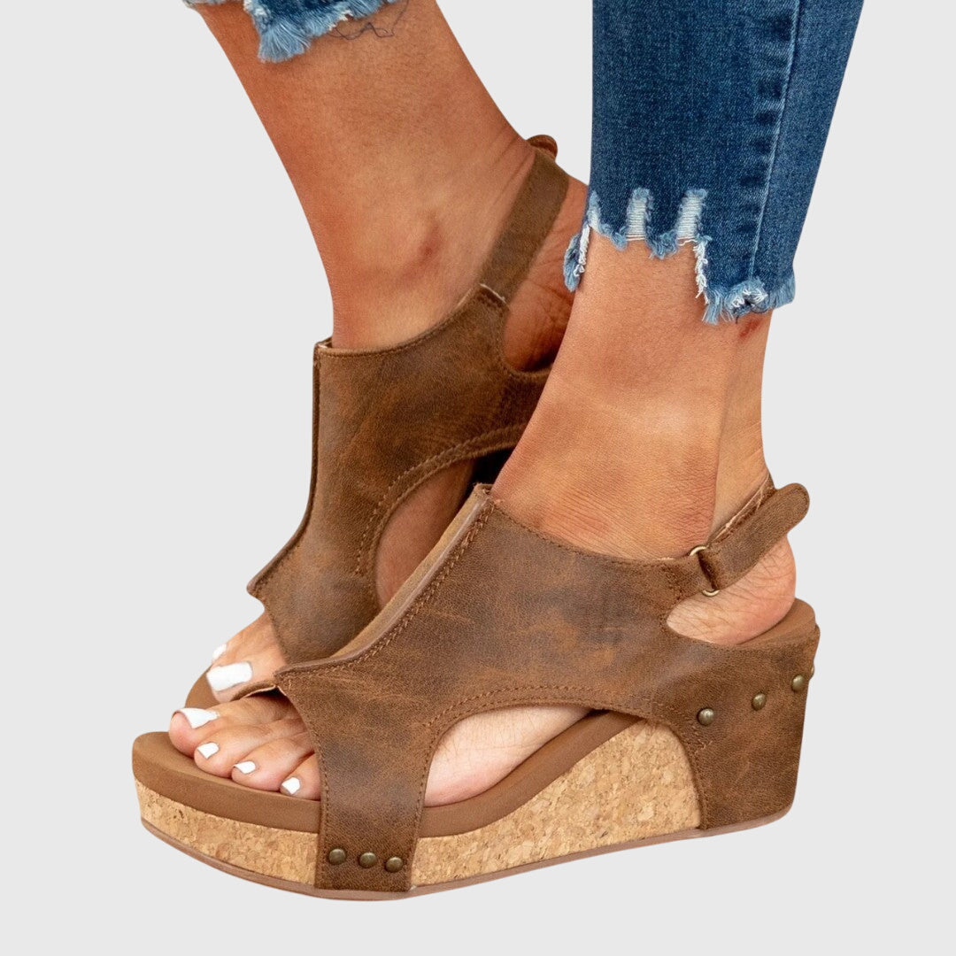 Wedge Sandals with Cushioned Insole and Adjustable Buckle