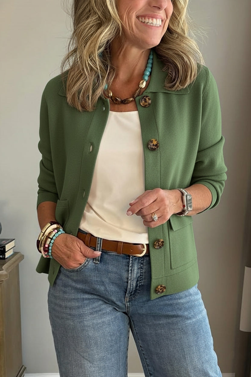 Long Sleeve Lapel Shirt with Relaxed Fit and Solid Color, Casual Everyday Wear