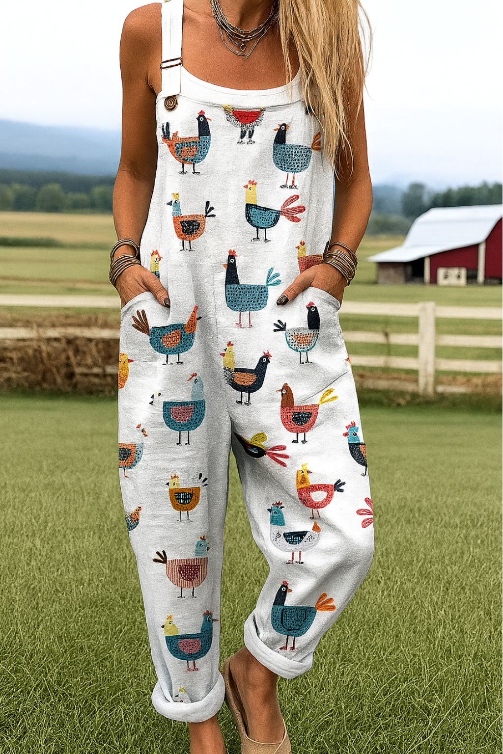 Wide-Leg Floral Overalls with Adjustable Belt and Side Pockets