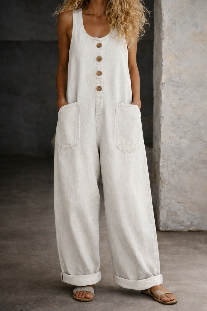 Sleeveless Square Neckline Dress with Side Pockets and Relaxed Fit