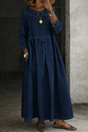 Women's Casual Dress with Peter Pan Collar and Relaxed Fit