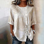 Printed Half Sleeve Top with Lace-Up Detail and Button Closure