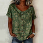 Floral Print Short Sleeve Shirt with Turn-Down Collar and Button Closure