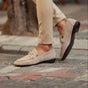 Slip-On Loafer with Golden Buckle and Cushioned Insole, Non-Slip Tread