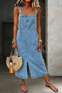 Women's Denim Jumper Dress with Stretch Fabric and Relaxed Fit