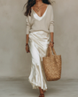 Midi Dress and Knit Sweater Two-Piece Set with Relaxed Fit