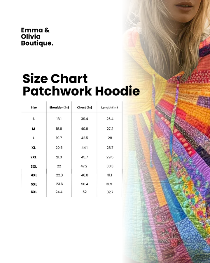 Multicolor Patchwork Hoodie with Sunburst Design and Relaxed Fit