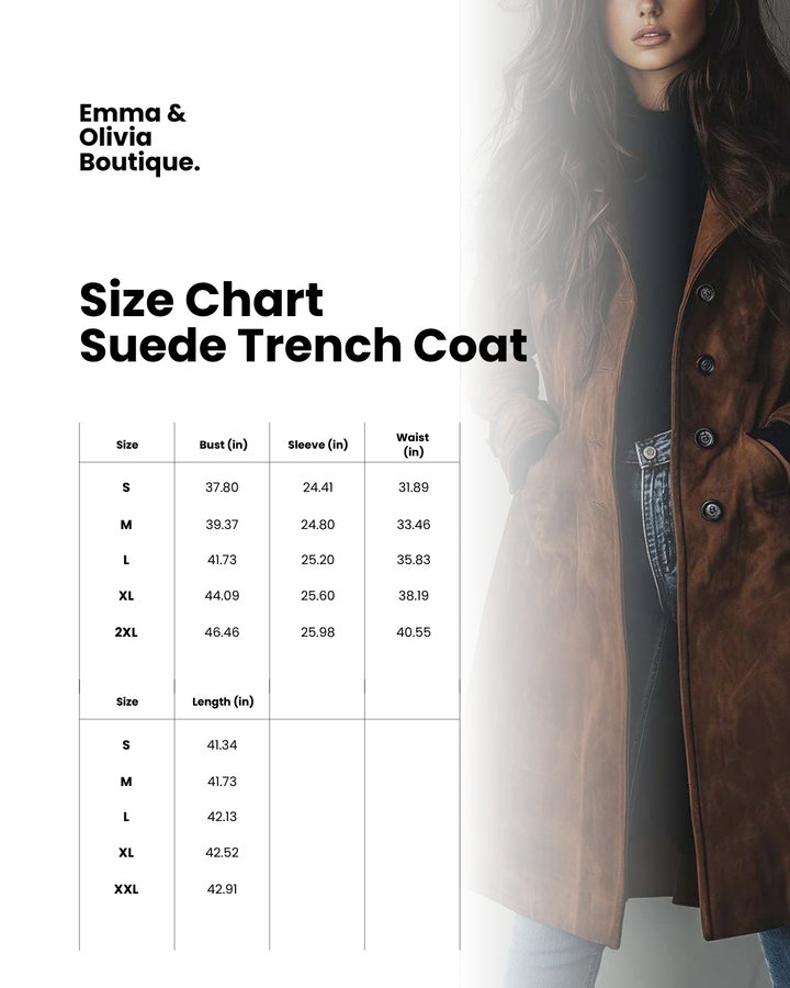 Suede Trench Coat with Tailored Silhouette and Belt Tie Closure